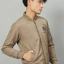 Duke Men Stand Collar Solid Bomber Jacket image 4