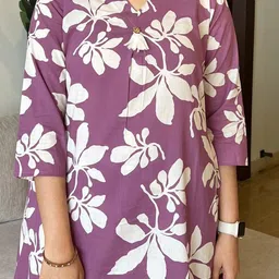 Aaysa Kurti Floral Printed Pure Cotton Tunic & Trousers Co-Ord Set image 2