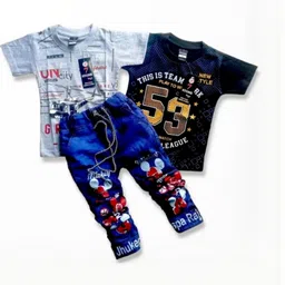 LUXURIOUS STUFF Boys Printed T-shirt With Trousers-image-0