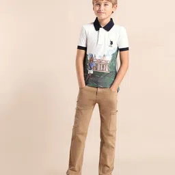 U.S. Polo Assn. Kids Boys Brand Logo Printed Polo Collar T-shirt image 2