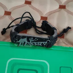 M Men Style Men Lord Shiva Mahadev Leather Wraparound Bracelet image 5