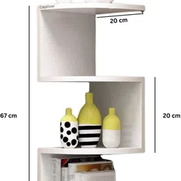 mahaakaay Stylish Zig Zag Home Decor Floating Display Rack Engineered Wood Open Book Shelf image 2