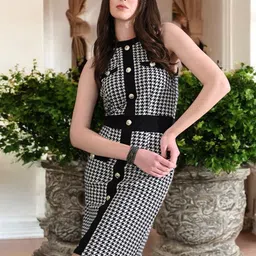 IUGA Checked Bodycon Dress-picture-32