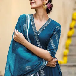 Anni Designer Ethnic Motifs Printed Anarkali Kurta With Trousers & Dupatta image 5