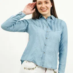URBAN POCHE Women Long Sleeve Cotton Shirt Style Top-image-20