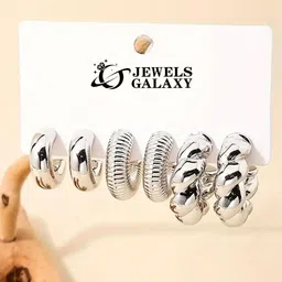 Jewels Galaxy Contemporary Half Hoop Earrings-image-25