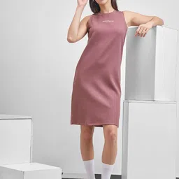 Street By Tokyo Talkies Solid Round Neck Shift Dress-image-35