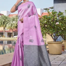 SATYAM WEAVES Woven Design Zari Silk Cotton Handloom Banarasi Saree-image-42