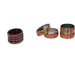 SOMIL Set Of 8 Artificial Stones Glass Bangles-picture-30