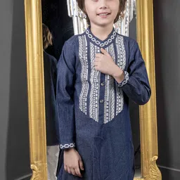 HOITY MOPPET Boys Ethnic Motifs Embroidered Kurta With Trousers image 3