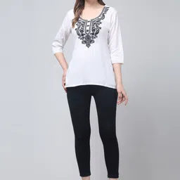 ERUDITE CLUB Ethnic Motifs Embroidered Thread Work Thread Work Kurti image 2