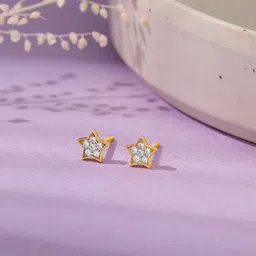 GIVA 18K Yellow Gold Star Constellation Diamond Studs-0.98 gms-picture-10