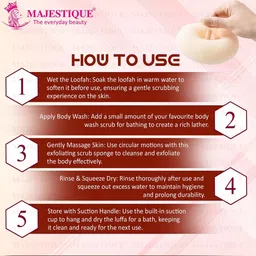 MAJESTIQUE Ball Loofah With Suction Handle Bath Scrubber image 3