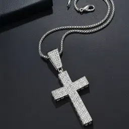 FIMBUL Silver-Plated Cross-Shaped Pendant with Chain-picture-27