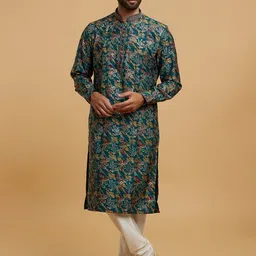 Twamev Men Ethnic Motifs Printed Regular Thread Work Kurta with Churidar-image-60