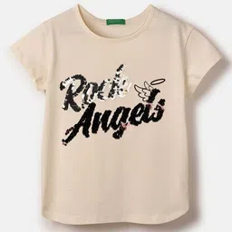United Colors of Benetton Girls Typography Printed Pure Cotton Regular Fit T-shirt-picture-35