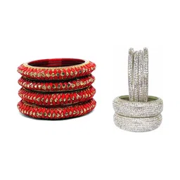 Shasmi Set Of 10 Multi Glass Artificial Stones Bangle-picture-35