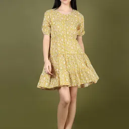 LIMEROAD Floral Printed Round Neck Ethnic Dress-picture-18
