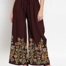 SRISARAS Women Floral Printed Loose Fit Mid-Rise Cotton Parallel Trousers-picture-26