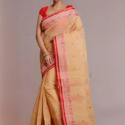 SUTAYAN Ethnic Motifs Pure Cotton Taant Saree With Unstithced Blouse Piece image 5