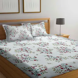 BOMBAY DYEING 525B Sea Green Printed Cotton 164 TC Super King Bedsheet Set 2.74 x 2.74 m-image-31