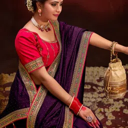 Saree mall Embellished Beads and Stones Silk Blend Sarees-image-41