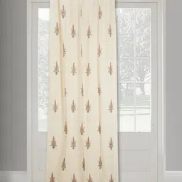 Fabindia Nafisa Off White & Mustard Ethnic Motifs Door Curtain image 3