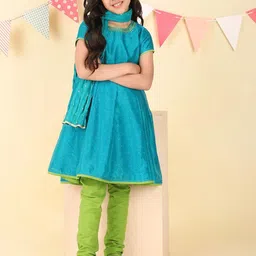 Fabindia Girls Printed Regular Kurta with Churidar & With Dupatta-picture-26