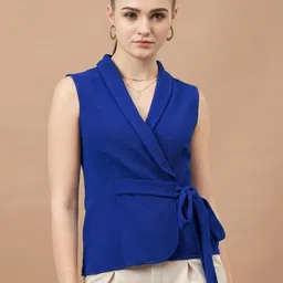 R.Code by The Roadster Life Co. Women V-Neck Sleeveless Wrap Top-image-53