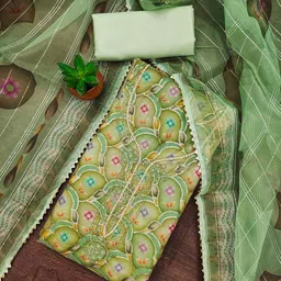 SAINOOR Embroidered Sequinned Organza Semi-Stitched Dress Material-picture-17