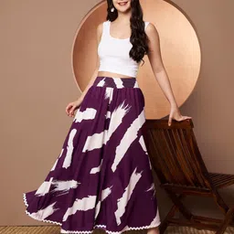 ZWERLON Women Printed Flared Palazzos image 2