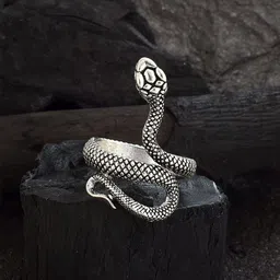 J.S ENTERPRISES Unisex Stainless Steel Oxidised Snake Finger Ring-image-61