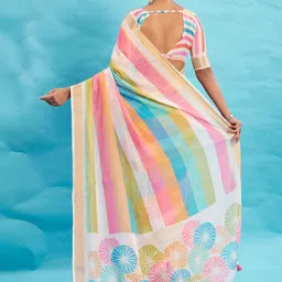 TIRA Striped Linen Blend Handloom Saree image 5