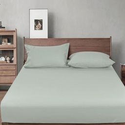 THE little BIG STORE Sea Green 300 TC King Bedsheet with 2 Pillow Covers-picture-28
