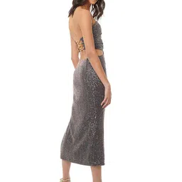 LULU & SKY Sequined Halter Neck Midi Dress image 3