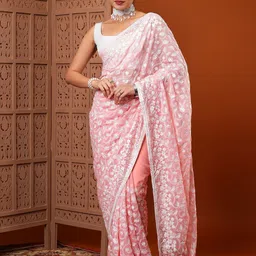 KALINI Women Floral Printed Embroidered Saree-picture-22