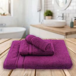 Ramraj Purple 3 Piece Other 500 GSM Towel Set-picture-43