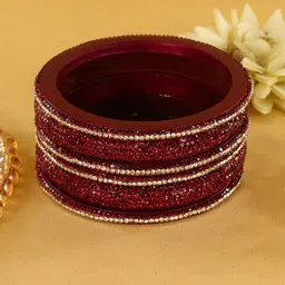 ZULKA Set Of 6 Lac Stone Studded Kada Bangles image 5