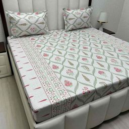 Pure Decor Royal Passion Green Printed Cotton 350 TC Queen Bedsheet Set- 2.28 m x 2.54 m-picture-13