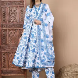 Anouk Rustic Women Floral Printed Regular Pure Cotton Kurta with Trousers & With Dupatta-picture-25