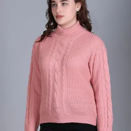 The Roadster Lifestyle Co. Women Self Design Open-Knit Round Neck Pullover Sweater-image-67