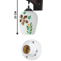 1ST TIME Multicoloured & White Printed Wood Traditional Wall Lamp image 2