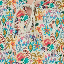 Lei-Chie Girls Floral Printed Tie-Up Neck Cold-Shoulder Sleeves Top image 4