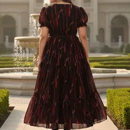 SZN Print Puff Sleeve Georgette Maxi Dress image 2