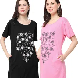 GLAMSYSTYLE Women Floral 2 Printed Pockets 1 T-shirt image 2