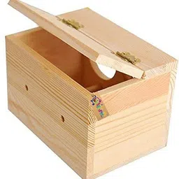 western era Natural Wood Bird Nest, Breeding Box with Perch for Small Bird/Finch (9Inch) Bird House image 5