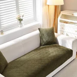 HOMETHREADS Olive Green & Olive Green Printed Sofa Cover-picture-23