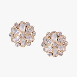 Adwitiya Collection Gold Plated Kundan Classic Studs image 2