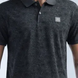 Flying Machine Men Floral Printed Polo Collar Cotton T-shirt image 2