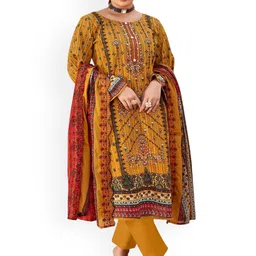 DRAVINAM Trends Embroidered Pure Cotton Unstitched Dress Material-image-86